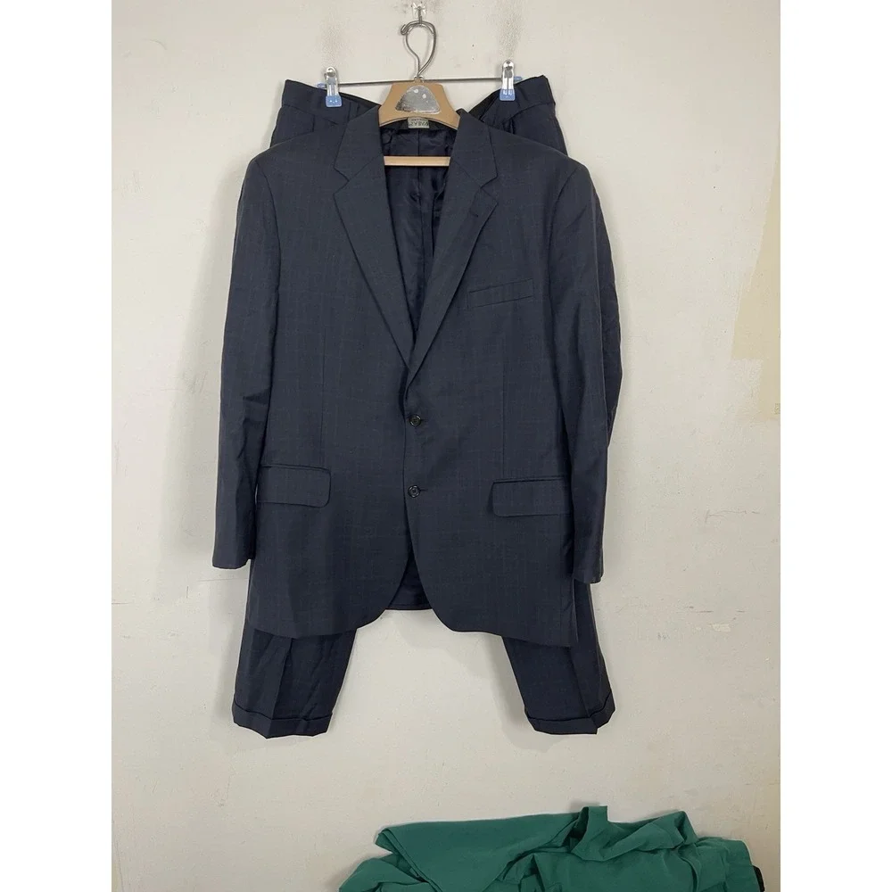 Jos A Bank Men Suit 43‎ Blue Plaid Signature Formal Wool Blazer 2 pc Pants 36x30